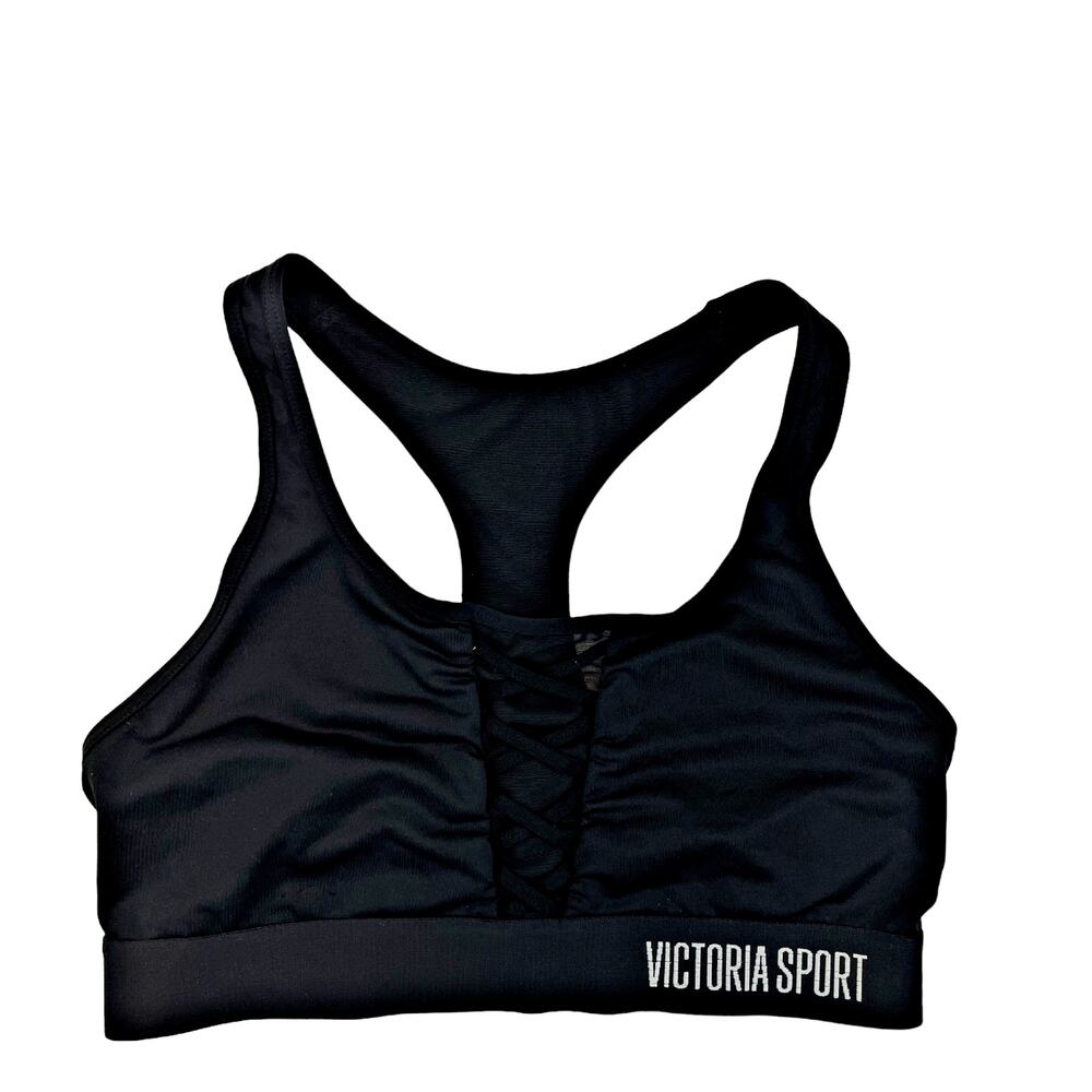 Victoria Sport Racerback Black Sport Bra Bralette The Player Unlined MEDIUM